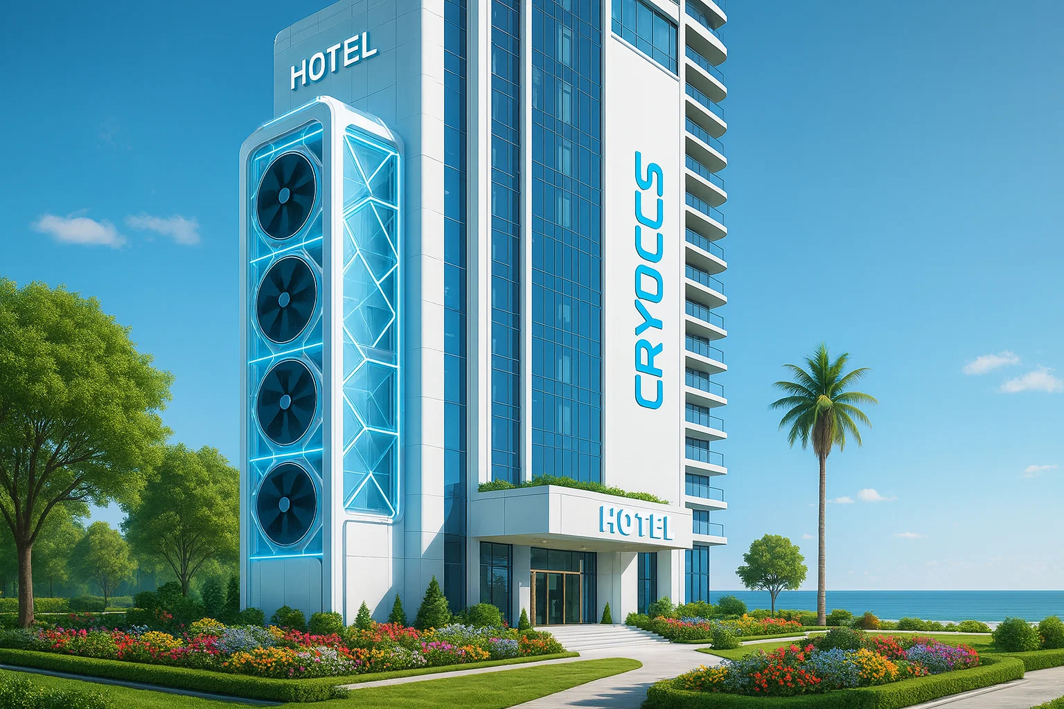 Natural gas power hub with CRYOCCS and EV charging on Crete